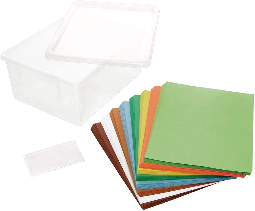 Nature Colored Paper with Storage Bin Container, 8 Colors, 400 Sheets, Heavyweight Construction Paper, Colorful Construction Paper, Paper for Arts and Crafts, Colors Inspired by Nature