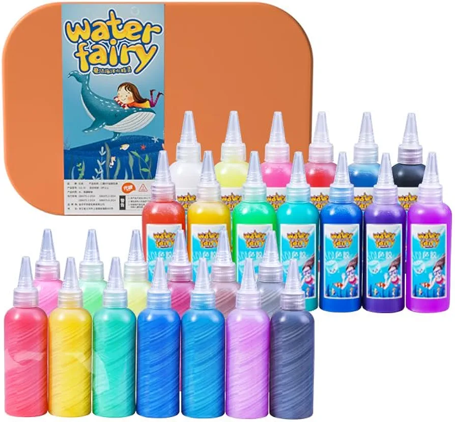 20 Colors New Magic Water Elf Toy Kit,Aqua Fairy Water Gel Kit with 20 Colors Magic Gel,14 Animal Molds,2 Landscaping Bottles,Birthday Gifts Crafts&Art Kit for Kids.