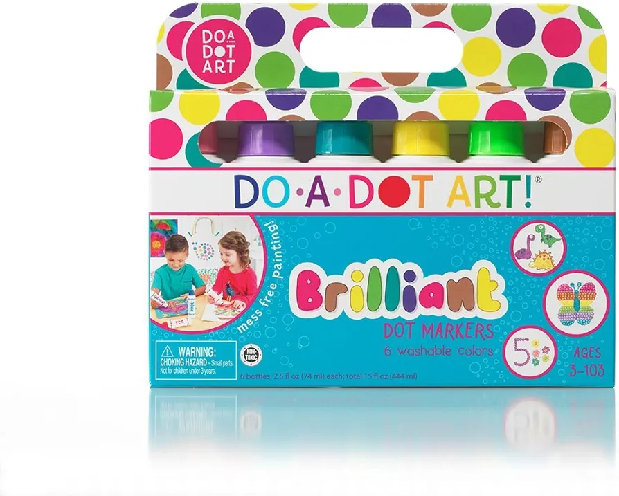 Do A Dot Art! Brilliant Colors 6 Pack Washable Paint Dot Markers Daubers for Children, The Original Dot Art Marker