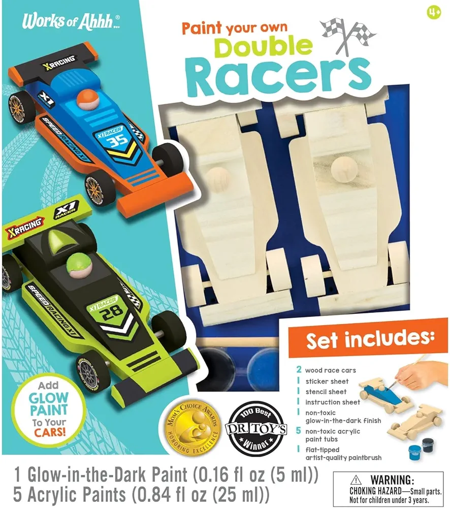 Works of Ahhh... Craft Set - Double Racers Classic Wood Paint Kit