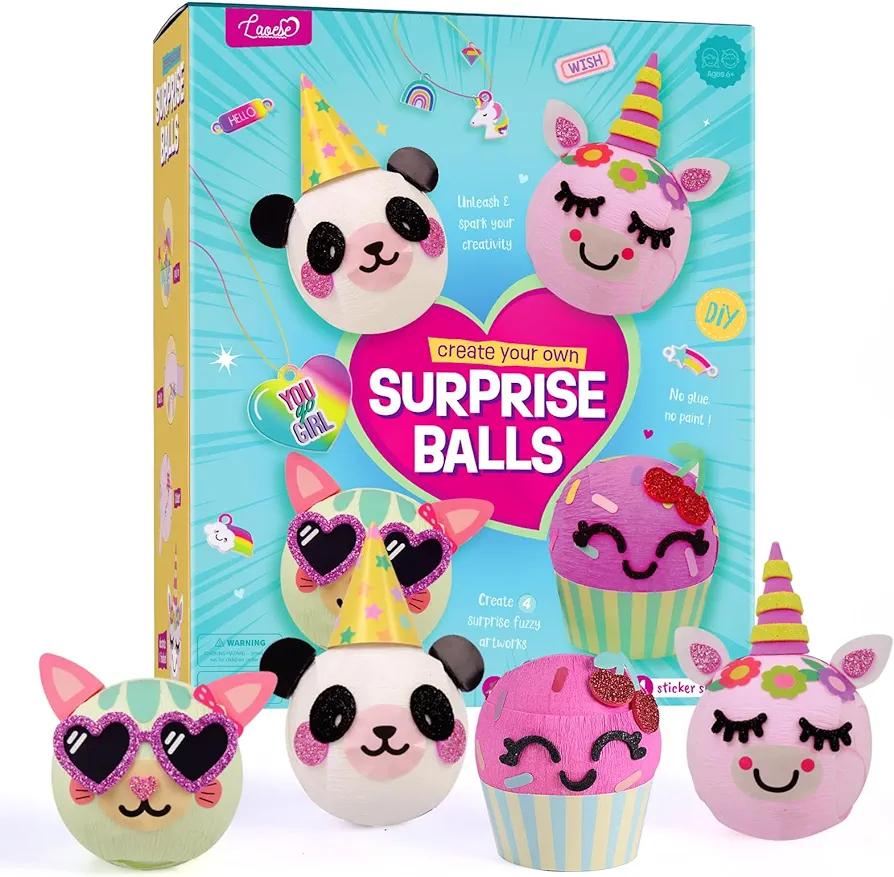 DIY Craft for Kids - Make Your Own Surprise Balls - Christmas Birthday Gift for Kids Ages 6-8, DIY Craft Toys for Girls & Boys - Arts and Crafts Kit for Kids 8-12