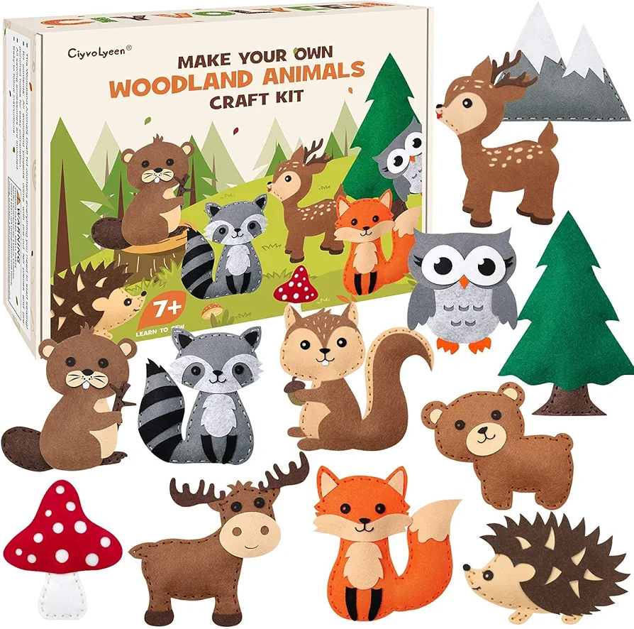 CiyvoLyeen Puppy Craft Kit Kids DIY Crafting and Sewing Set Dog Stuffed Animal Felt Plushie for Girls and Boys Educational Beginners Sewing Set Sewing Kits for Kids Age 8 9 10 11 12