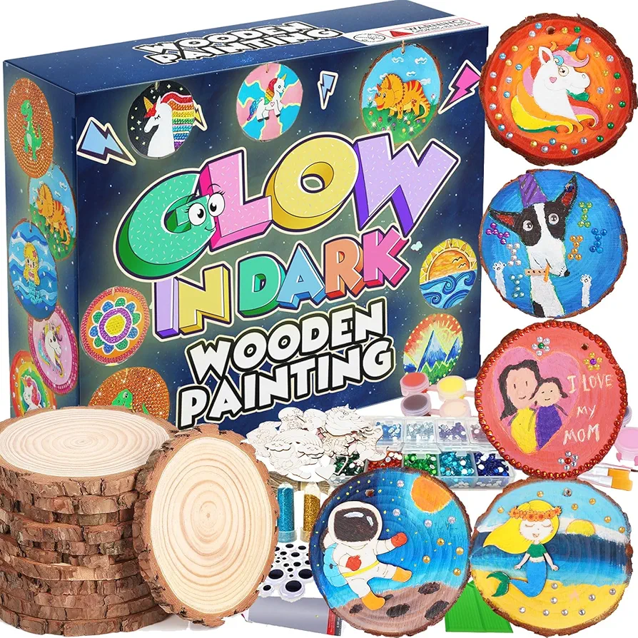 Leeche Premium Wood Paining Kits for Kids,Arts & Crafts Gifts for Boys and Girls Ages 5-12,Paining,Gems Arts and Crafts Toys 5,6,7,8,9,10,11 &12 Year Old Kid Birthday Gift