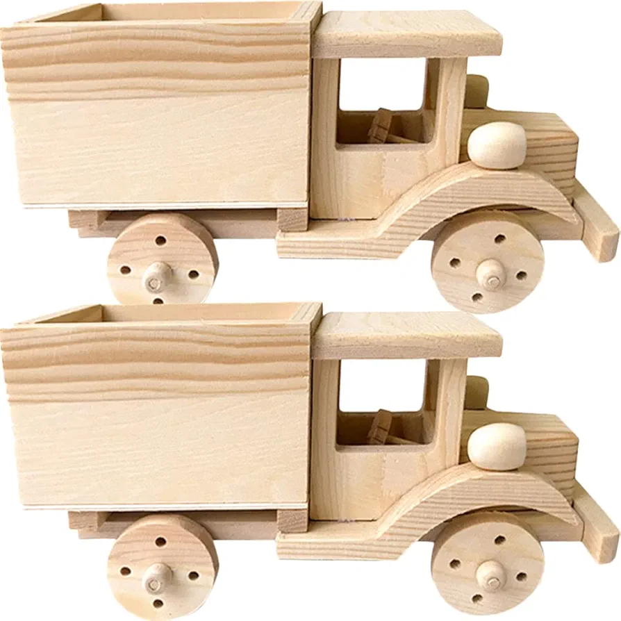 Kisangel Christmas Decorations 2 Sets Wooden Car Model 3D Unfinished Puzzles Build Car Kit Science Experiments Educational Building Table Art Decoration Craft for Home Ornaments Christmas Ornaments