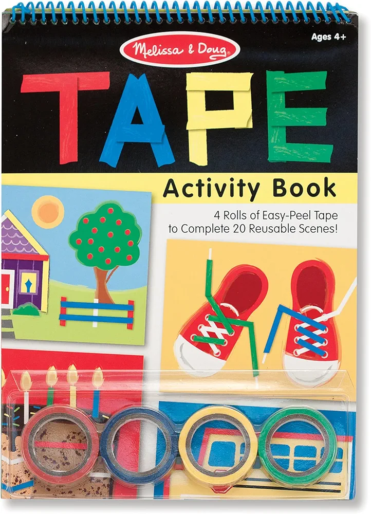 Melissa & Doug Tape Activity Book: 4 Rolls of Easy-Tear Tape and 20 Reusable Scenes