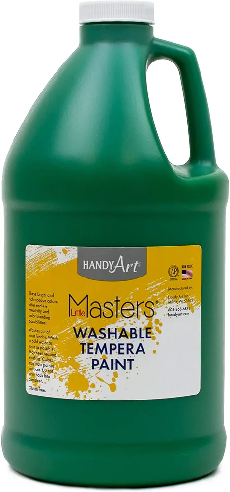 Handy Art Little Masters Washable Tempera Paint, Half Gallon, Green,212-745 64 Fl Oz (Pack of 1)
