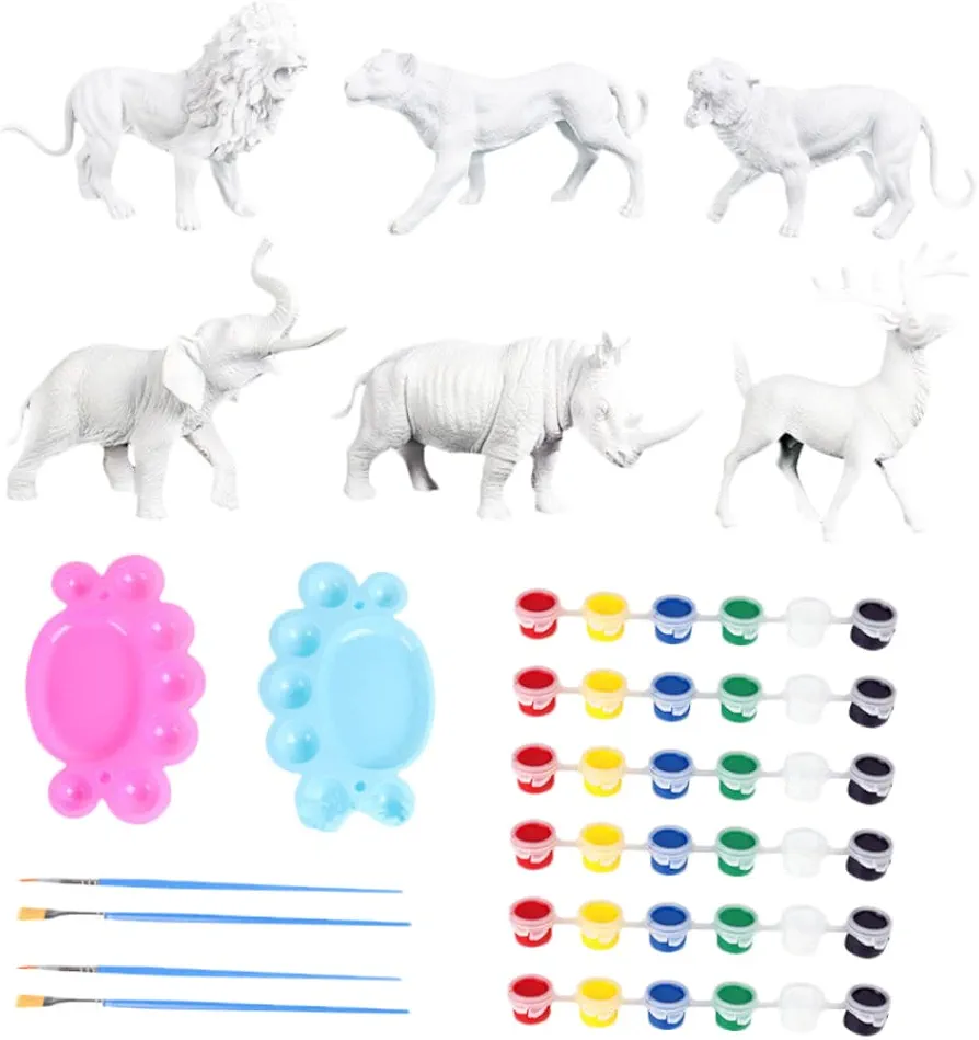 1 Set Animal Model Animals Painting Kit Arts and Crafts for Kids Children Painting Toy Kids Painting Kit Painting Toy for Kids DIY Animals Model Paint Kit DIY Animals Mould