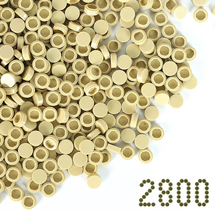 2800PCS Pixel Bricks, 1X1 Classic Round Plates Building Blocks Parts and Pieces - Pixel Arts Dots Bulk Studs Accessories Kit Compatible with Major Brand 98138, Sand