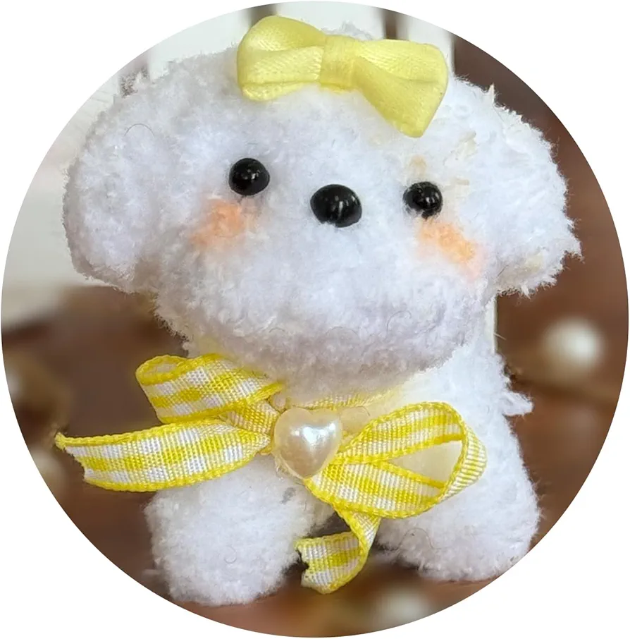 ayixinxi pipe cleaners for craft，chenille stems pipe cleaners，Handmade Bears and Puppies，arts and crafts Height approx 10-12cm，pipe cleaners craft(Finished puppy), Yellow white
