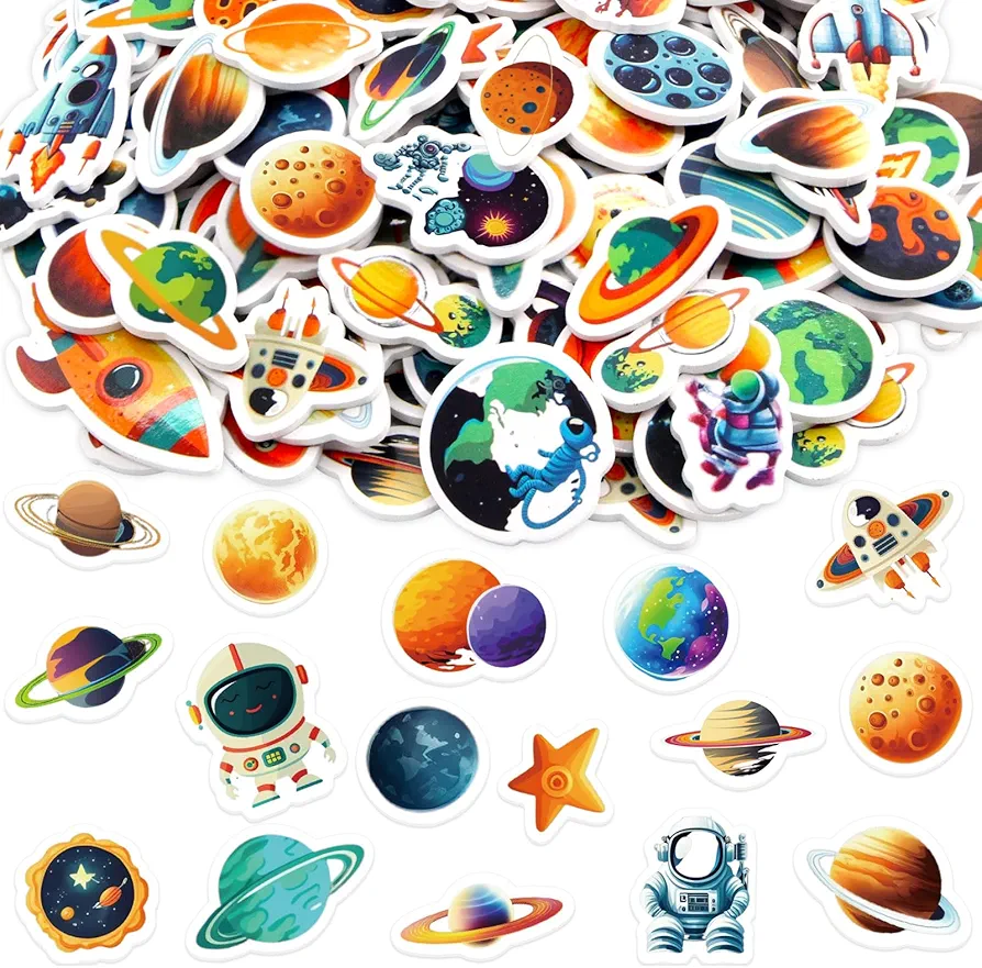 Space Stickers for Kids Outer Space Party Favors Solar System Planet Sticker for Toddlers Boys Girls Art Crafts Supplies 200 Pcs