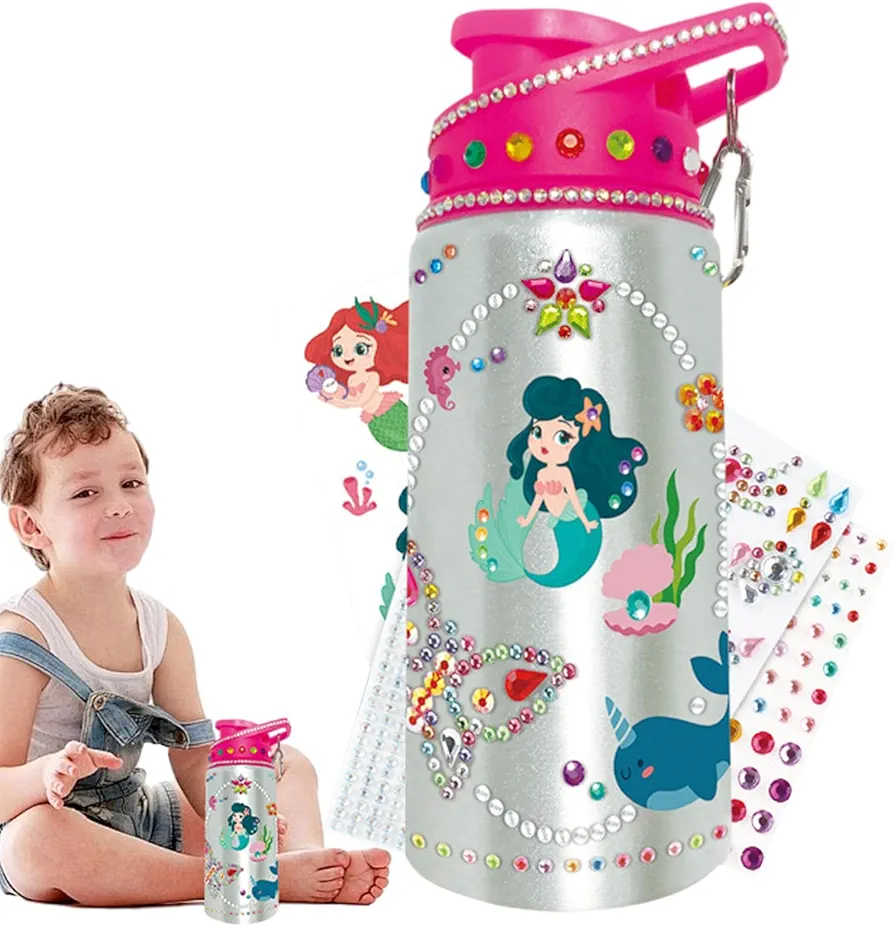 Decorate Your Own Water Bottle Kit | Water Bottle with Stickers | Gem Painting Crafts Water Bottle Set | Fun Arts and Crafts for Parties| Personalized Water Bottle
