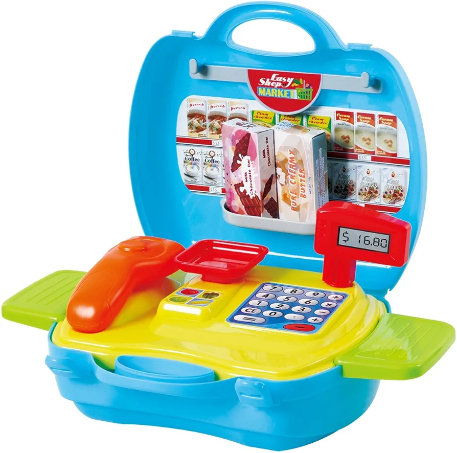 Play Children's Carry Super Market Set - Children's Market Grocery Art Toys - Includes 17 pcs Toy Tool Set - Crazy Pretend Toy Kit - Portable Molds Case, 2786