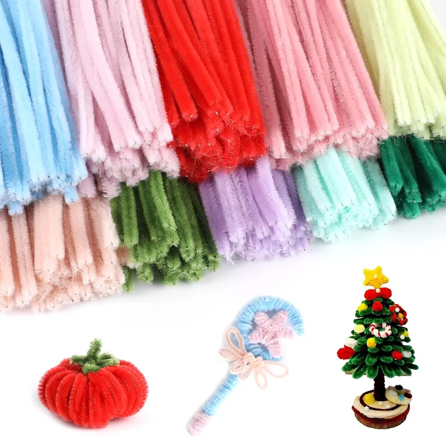 LOMIMOS 1000Pcs Pipe Cleaners Craft,Pipe Cleaners Chenille Stem Colorful for Kids Craft Supplies Home DIY Handmade Art (10 Color)
