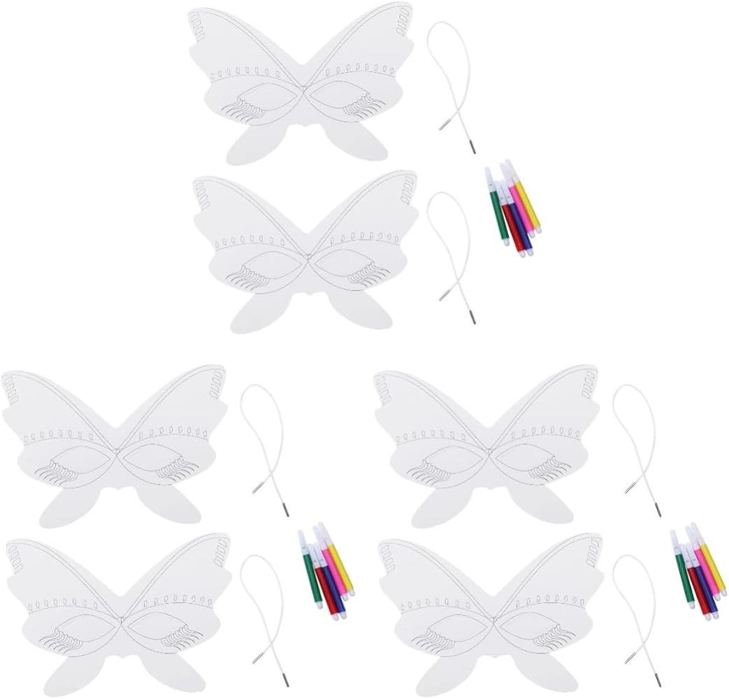 BESTOYARD 45 pcs dress up masks Birthday party Masks making kit for kids Paper Butterfly Mask Toy Art Materials DIY white carnival kids' party supplies craft mask men and women crafts blank
