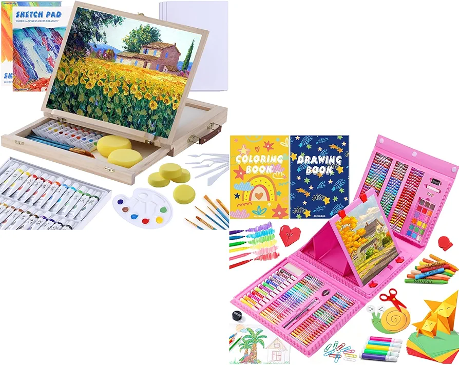 AOTEMOON Drawing Art Supplies and Watercolor Paint Set for Kids Beginners, Premium Art and Craft Well-Organized Kits, Fantastic Gifts for Boys Girls and Teen Beginners That Love to Draw