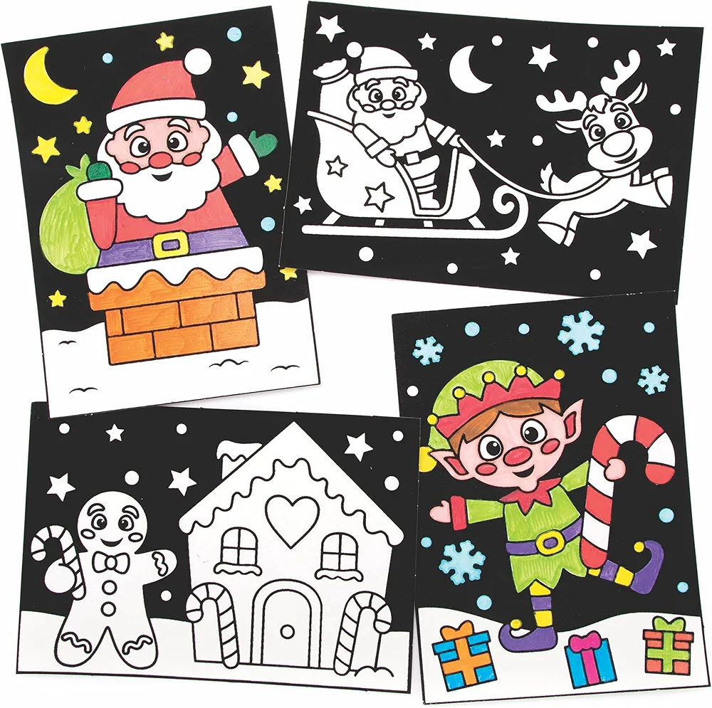 Baker Ross FC108 Christmas Color in Picture Decorations - Pack of 10, Felt Craft Pictures, Make Your Own Picture Decoration, Craft Set for Children to Decorate and Display