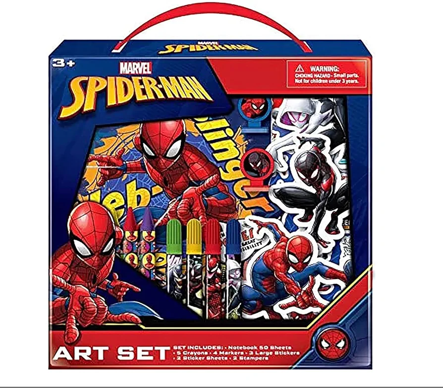 Innovative Designs Marvel Avengers Spiderman Kids Coloring Art Set with Stickers and Stampers