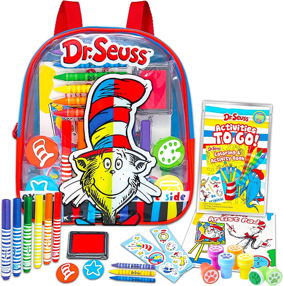 Dr. Seuss Art Set for Toddlers 2-4 Years - Deluxe Toddler Arts and Crafts Set with Travel Bag, Stampers, Stickers, Artist Pad, and More