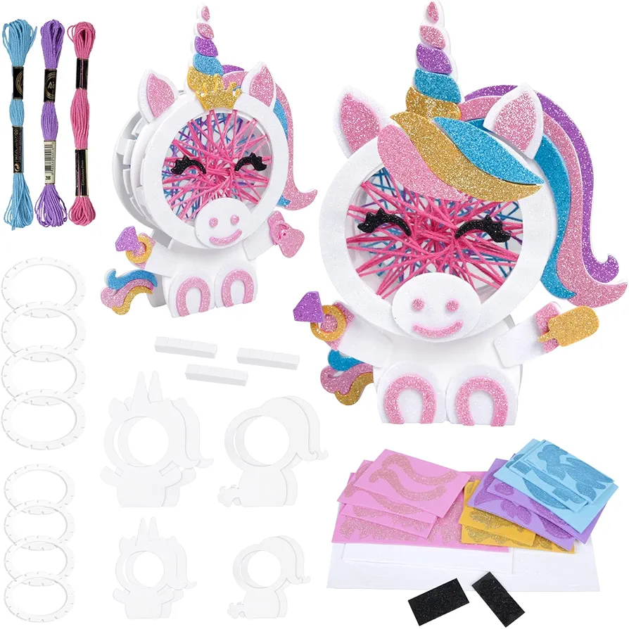 APODESS Unicorn String Art Kit, 4 Pcs 3D Unicorn DIY Art Craft Set Christmas Birthday Gift Home Decoration for Girls Ages 5 6 7 8-12 Year Old School Activity Art Project