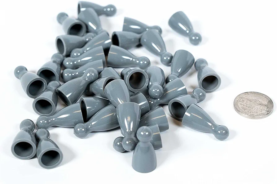 Plastic Pawns: Set of 36 Grey Color Board Game Playing Pieces (Chess & Sorry Replacement Halma Pawn Markers, Colored School Classroom Supplies, Arts & Crafts Projects, Teaching & Education Toy