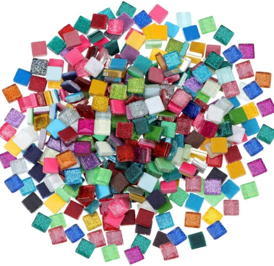 BestTeam Mixed Color Crystal Mosaic Tiles, Transparent Glass Mosaic Tiles Glass for Art Crafts DIY Children Puzzle Handmade Materials Home Decor (300g)