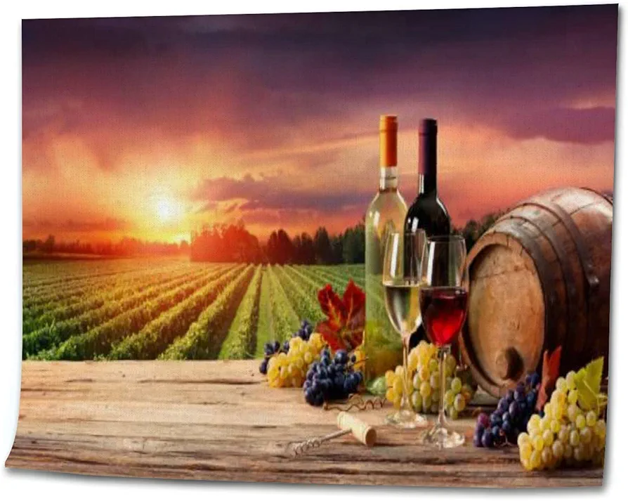OEPWQIWEPZ Barrel Wineglasses Bottle Vineyard at Sunset DIY Digital Oil Painting Set Acrylic Oil Painting Arts Craft Paint by Number Kits for Adult Kids Beginner Children Wall Decor