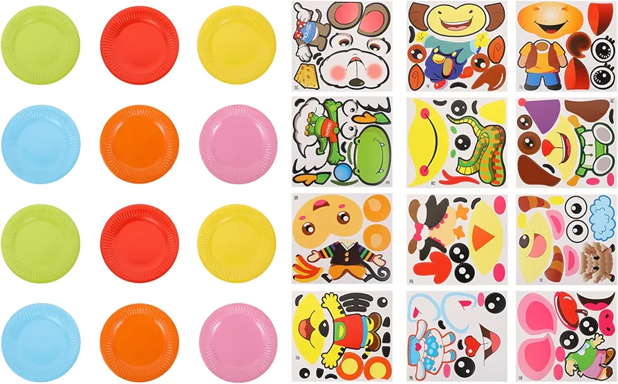 1 Set Paper Plate Art Kit Chinese Zodiac DIY Crafts Animal Paper Plate Sticker Creative Preschool Crafts Early Learning for