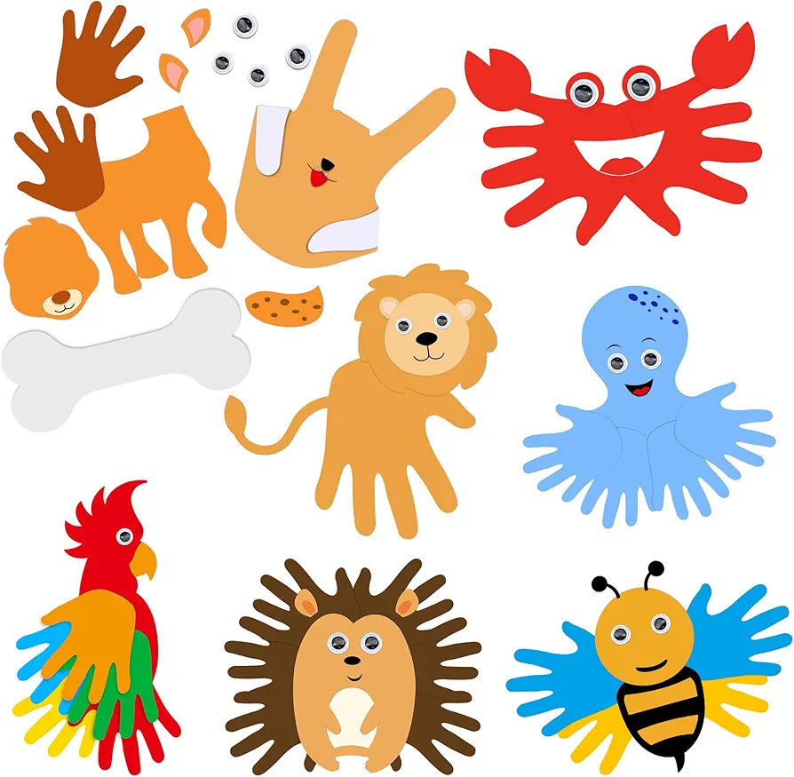 DISHIDIANZI Art and Crafts Kit for Children and Preschool Children, Simple Handicrafts for Children Aged 3-5 Years - Animal Craft Set Includes Supplies and Instructions