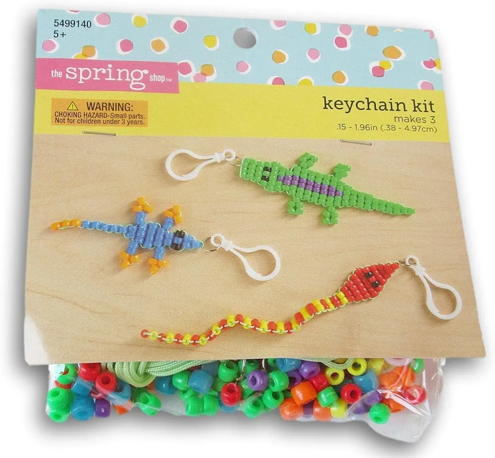 Easter Crafts Reptile Beaded Keychain Craft Kit - Makes 3 (Gecko, Alligator, Snake)