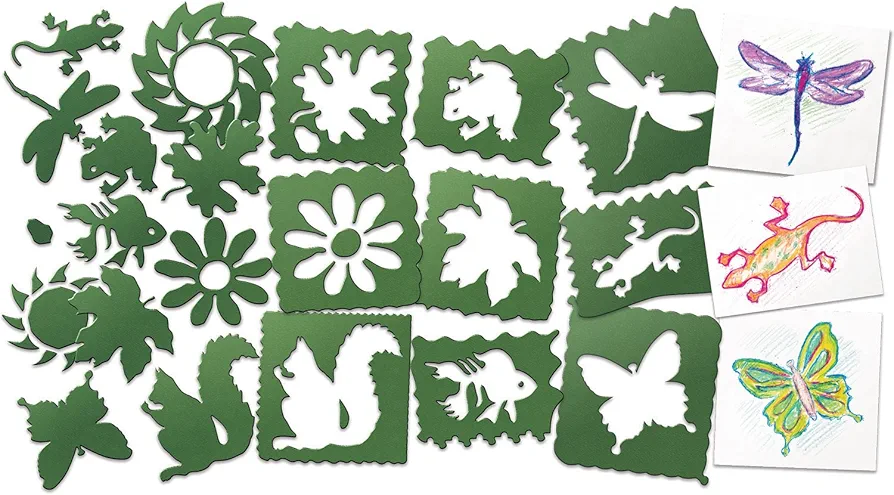 Roylco Nature Stencils, Assorted Sizes, Green, Set of 10