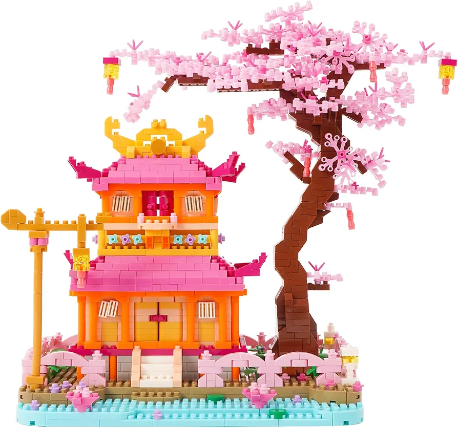 Architecture Flower Building Block Set, Tree House Micro Building Blocks 1810 PCS Creative Cherry Blossom Mini Bricks