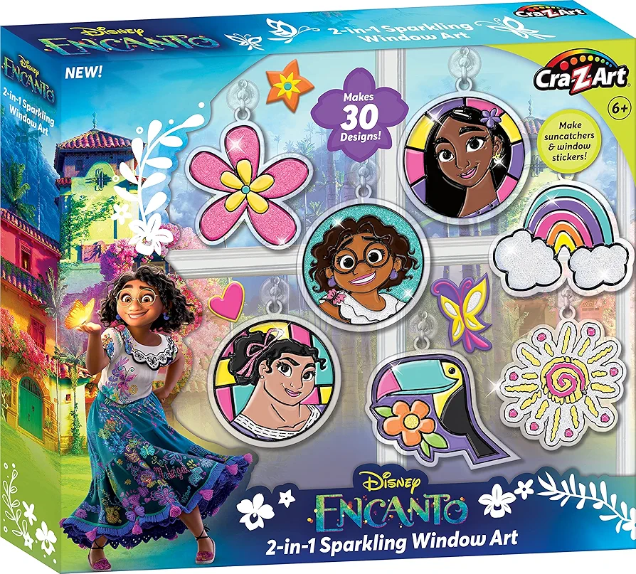 Disney Encanto 2-in-1 Sparkling Window Art Craft Kit, Ages 6 and up