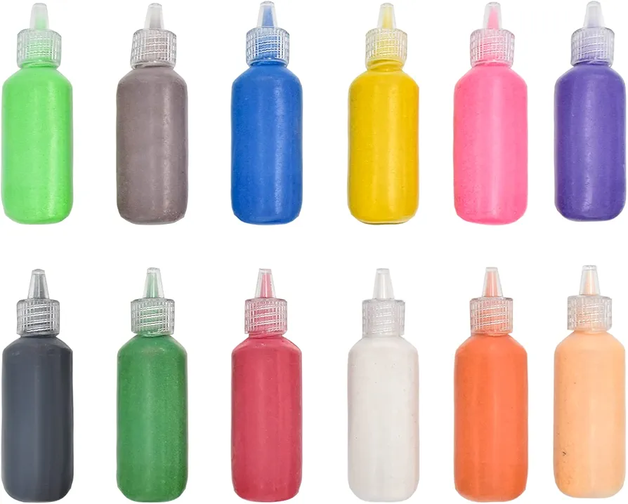MEIEST Craft/Terrarium Sand 12pcs Assorted Colors Pack 1.25oz Bottles,Sand Arts and Crafts Kit, Decorative Wedding Party Colored Vase Glass Sand,Scenic Sand for Kids,DIY Sand Painting
