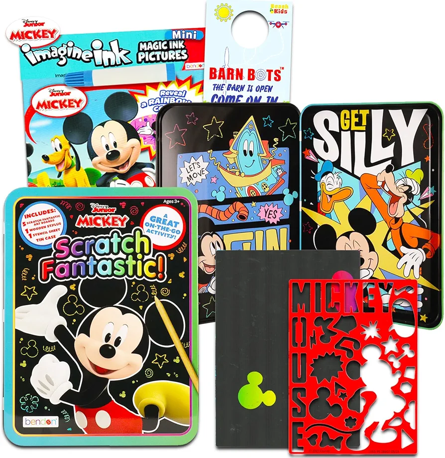 Mickey Mouse Scratch Art for Kids, Toddlers - Bundle with Scratch Book for Kids Featuring Mickey Mouse Plus Mickey Mess Free Imagine Ink, More | Scratch Reveal Books for Kids
