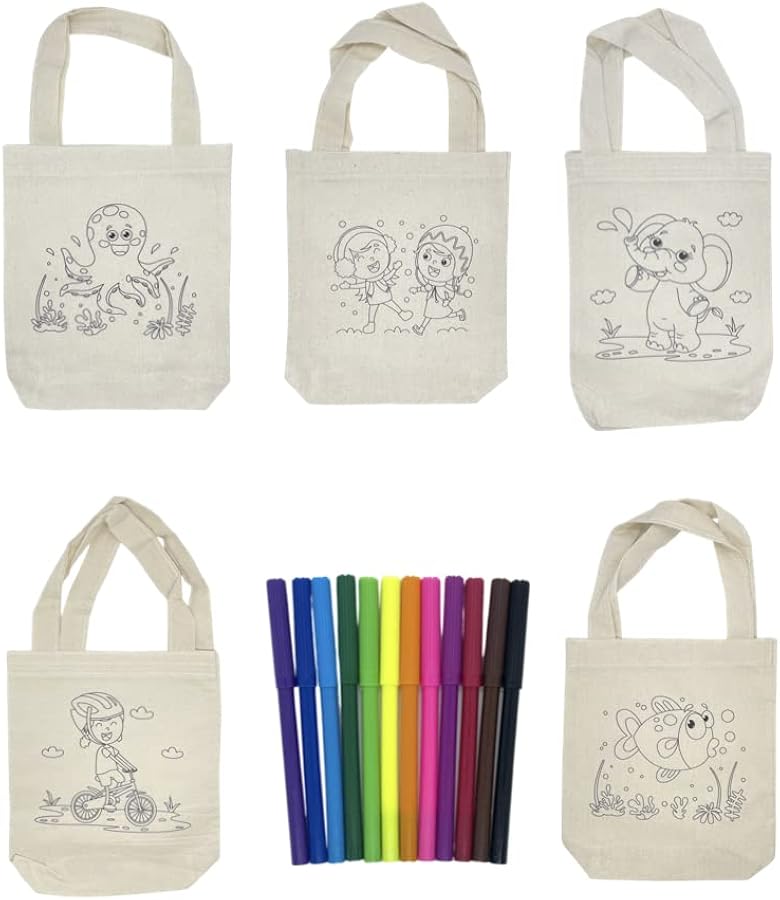 Bagzz, Cute Animals Patterned Art Kit, Kids Activity Patterned Art Kit, 5 Different Design, Felt-Tip Pens Included, Toy Set, Craft Set Tan