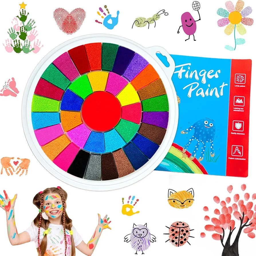 Fottaqqan 36 Color Washable Finger Paint Set,Kids Funny Fingers Painting with Book,Art Drawing Supplies for Painting DIY Crafts,Gifts,Early Learning