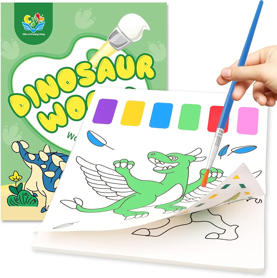 YOTOY Paint with Water Books Toys for 3 4 5 6 7 8 Years Old, Water Painting Book for Toddlers, Watercolor Coloring Book for Kids, Toddler Arts and Crafts, Water Color Book for Kids, Toy Age 2-4 4-8