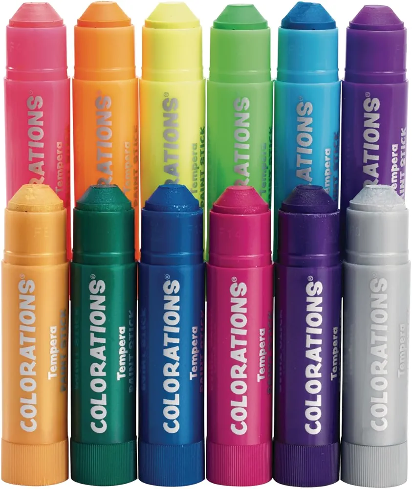 Colorations Metallic, Neon, Tempera Paint Sticks, Set of 12, Quick Drying, Non Toxic, Easy to use Paint, Mess Free Paint, School Supplies, Art Supplies, Craft Projects, Children, Arts & Crafts
