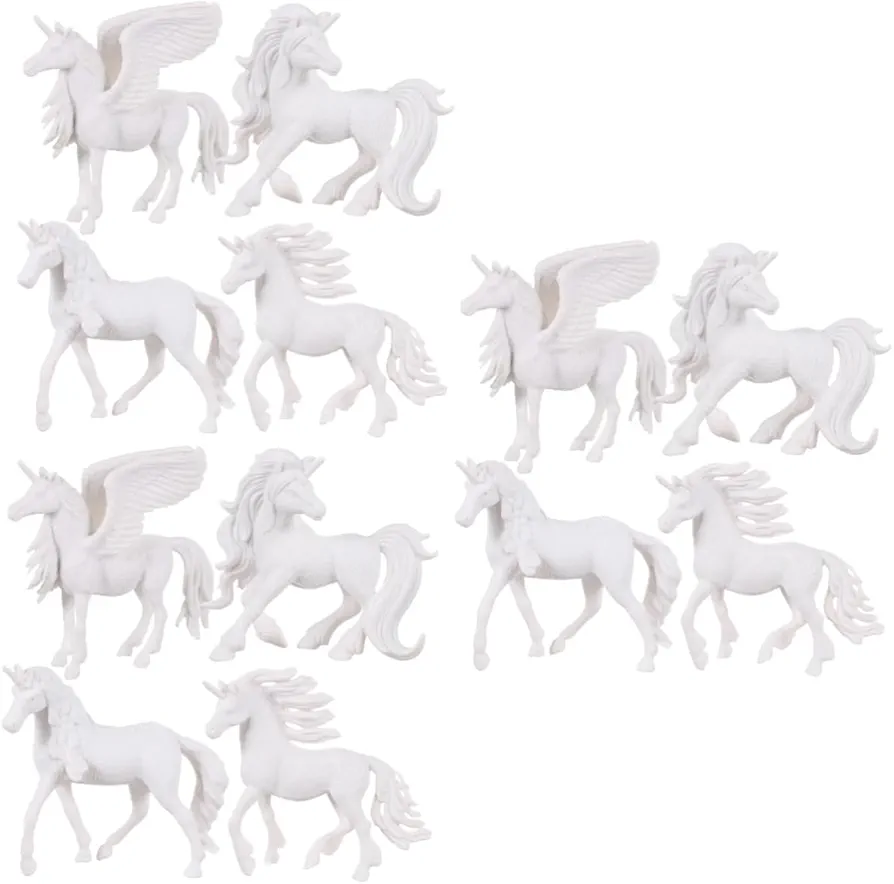 ERINGOGO 12 Pcs Coloring White Embryo Glass Decor Girl Horse Crafts Unicorn Decoration Glass Figurines White Animal Figurine Unicorn Model Middle Finger DIY Mould Plastic Child Mel Graffiti