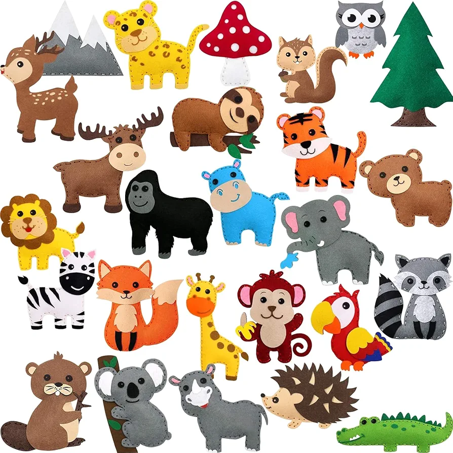 ONEST Animal Felt Sewing Kit Beginner Felt Sewing Craft Kit DIY Animals Making Set for Boys and Girls