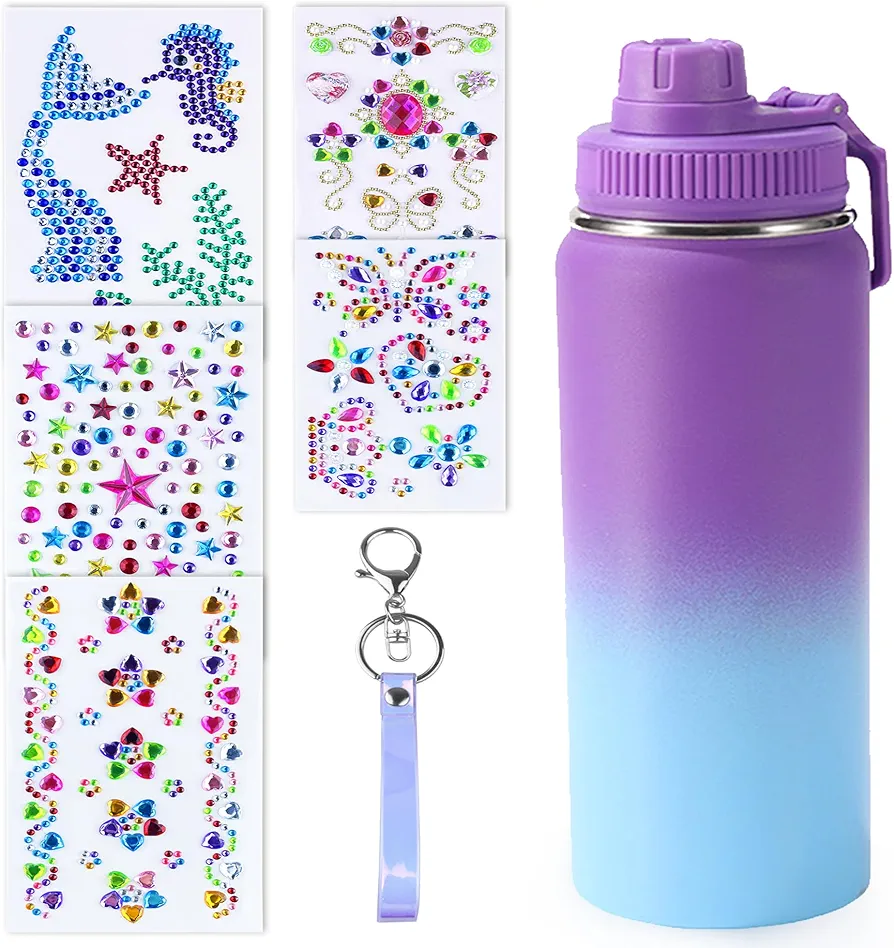 TOSPARTY Decorate Your Own Water Bottle Kit Sea Animals Butterflies Stars Themed Painting Crafts DIY Arts and Crafts Gifts for Birthday Gifts