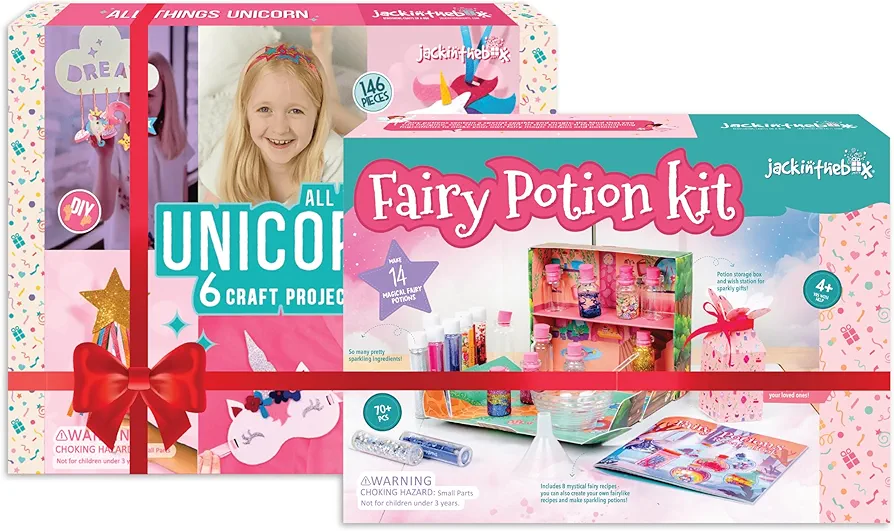 jackinthebox Gift for Little Girls (Unicorn 6-in-1 + Fairy Potion kit) Craft Kit for Kids | Fairy Potion & Unicorn Themed Arts and Crafts for Girls | Best Gift for Kids Ages 3 4 5 6 7 8 Years