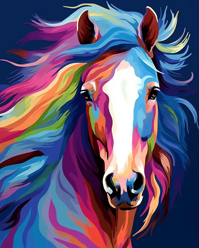 Paint by Numbers DIY Acrylic Painting Kit for Kids & Adults Beginner – 16" Wx20 L Colorful Horse Head Pattern