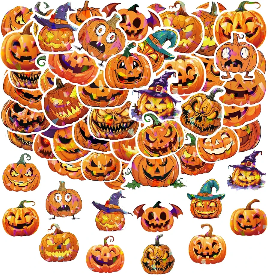 Halloween Pumpkin Stickers for Kids Pumpkin Shape Cute Halloween Vinyl Stickers Kids Halloween Stickers for Water Bottle Classroom Halloween Horror Scary Party Favor Supplies Art Craft for Girls Boys