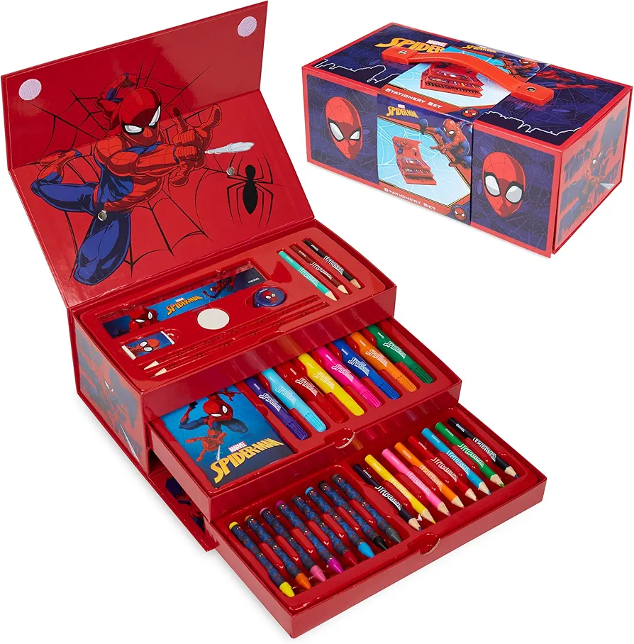 Marvel Spiderman Art Sets for Kids with Crayons Markers Coloring Pencils Art Supplies