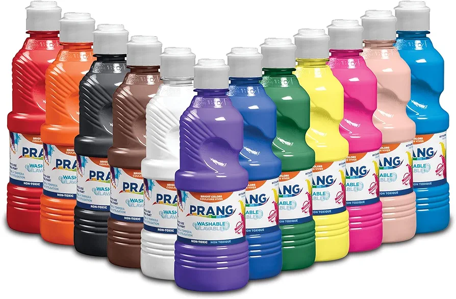 Prang Washable Tempera Paint, Assorted Colors, 16 Oz., 12 Count