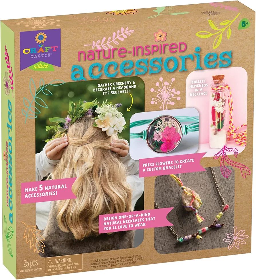 PlayMonster Craft-Tastic Nature-Inspired Accessories - Nature DIY Craft Kit - Outdoor Crafting Fun - Makes 5 Different Accessories - Ages 6+