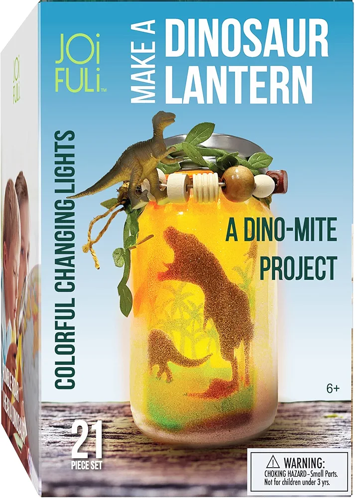 JOiFULi Make Your Own Dinosaur Lantern Toy Night Light Kit Craft for Boys or Girls Ages 6 7 8 9 10 Years Old