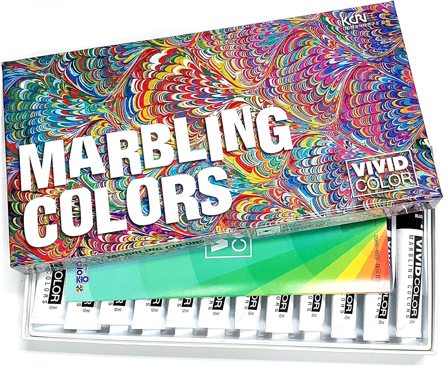 LENITH Korean Marbling Colors Art Kit, 12 Colors Water Marbling Colors, Water Art Paint Set, Craft Kits Art Set for Activities
