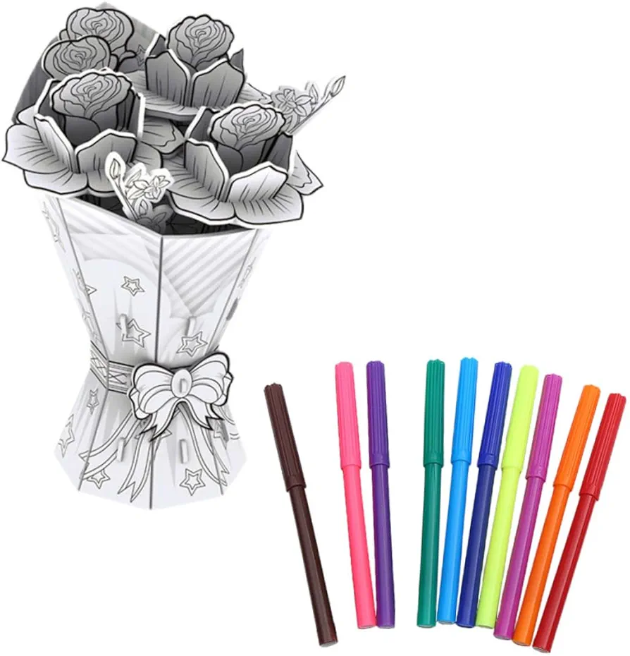 Abaodam Art Coloring Painting Puzzle Kids 1 Set 3D Graffiti Three-Dimensional Flower Child Crafts Household Paper Craft Painting Puzzle Kit